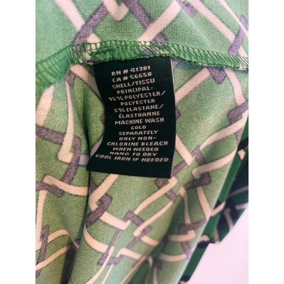 Lauren Ralph Lauren Green Geometric Print Stretch Midi-Dress Size 12 - Picture 5 of 5